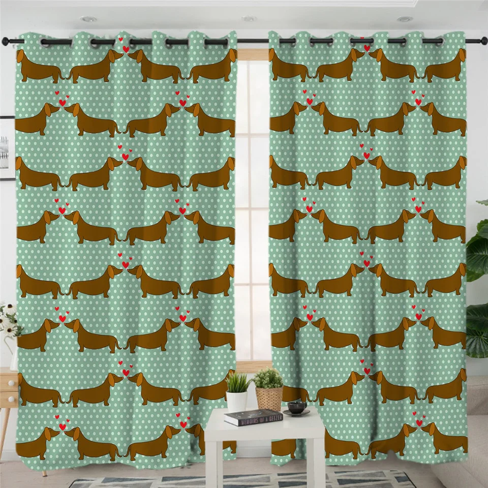 Dachshund Shower Curtain Cute Puppy Cartoon Decorative - Image 11