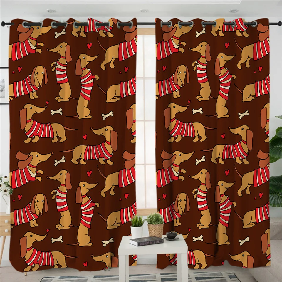 Dachshund Shower Curtain Cute Puppy Cartoon Decorative - Image 25