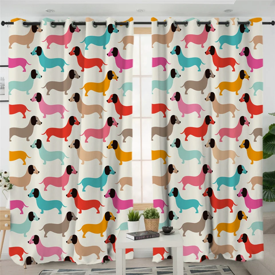 Dachshund Shower Curtain Cute Puppy Cartoon Decorative - Image 32