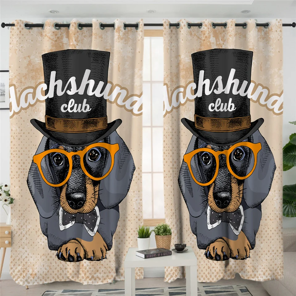 Dachshund Shower Curtain Cute Puppy Cartoon Decorative - Image 34
