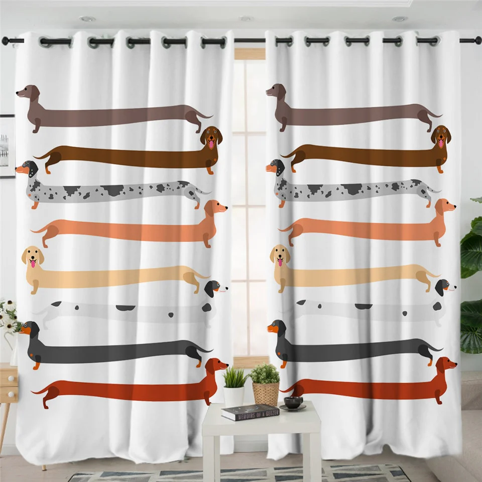 Dachshund Shower Curtain Cute Puppy Cartoon Decorative - Image 8