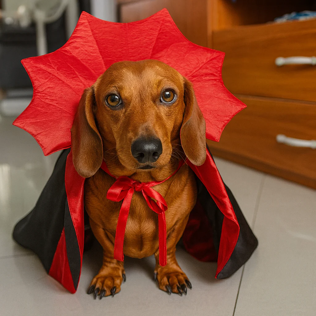 VamPuff Dachshund Vampire Cloak Costume – Halloween Dog Outfit - Image 4